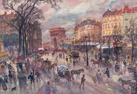 GRENIER HENRI Francia 1882 - dopo il 1970Parigiacquerello e tempera su...