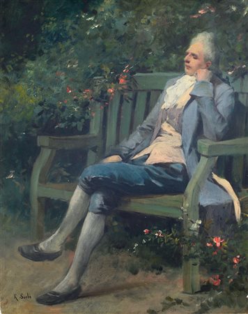 SORBI RAFFAELLO Firenze 24/02/1844 - 19/12/1931Nobiluomo sedutoolio su tela...