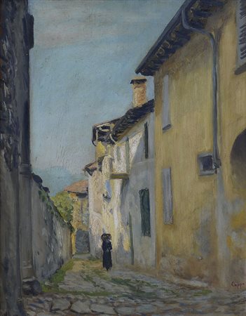 COPPO CARLO NovaraVia Del Cascia, Novaraolio su tavola cm. 51x41, firma in...