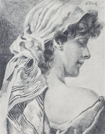 BIONDI NICOLA Capua 07/10/1866 - Napoli 25/11/1929Profilo di popolanamatita...