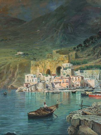PETRUOLO SALVATORE Catanzaro 04/01/1857 - Napoli 1942Positano, 1897olio su...