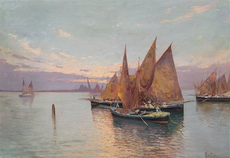 PRATELLA FAUSTO Napoli 10/10/1888 - Napoli 1946Barche di pescatori al...