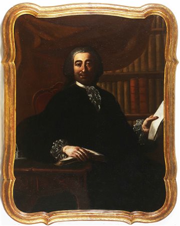 PITTORE NAPOLETANO DEL XVIII SECOLO Ritratto di gentiluomo in abito scuro....