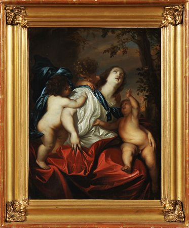 ARTISTA FIAMMINGO DEL XVIII SECOLO Allegoria della carità. Olio su tela . Cm...