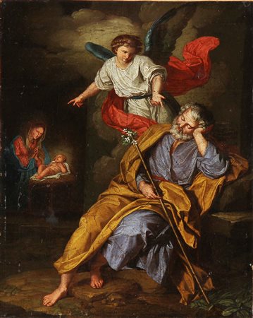 BOTTANI GIUSEPPE (1717 - 1784) Il sogno di San Giuseppe. Olio su tela...