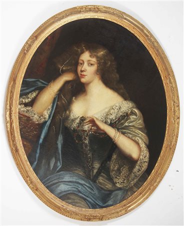 MIGNARD PIERRE (1612 - 1695) scuola di. Ritratto di gentildonna. Olio su tela...