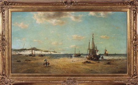 MUSIN FRANCOIS ETIENNE (1820 - 1888) Marina. Olio su tela . Cm 124,00 x...