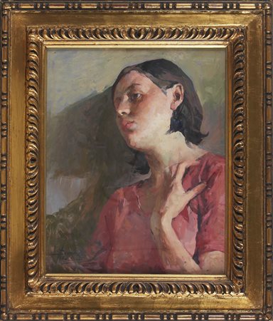 LANDI ANGELO (1879 - 1944) Ritratto di donna. Olio su tavola. Cm 48,00 x...