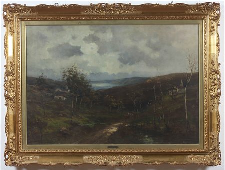 GIGNOUS LORENZO (1862 - 1958) Paesaggio. Olio su tela . Cm 97,00 x 65,00....