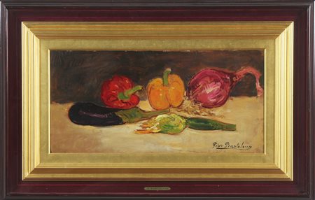 BARTOLENA GIOVANNI (1866 - 1942) Natura morta con verdura. Olio su tavola. Cm...