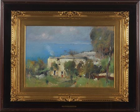 CASCIARO GIUSEPPE (1863 - 1945) Paesaggio caprese. Pastello. Cm 53,00 x...