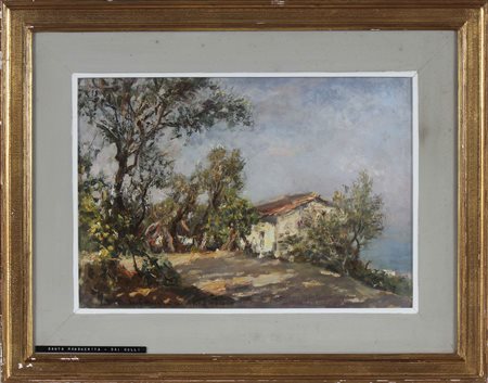 MELO ATTILIO (n. 1917) Sui Colli di Santa Margherita. Olio su tela . Cm 50,00...