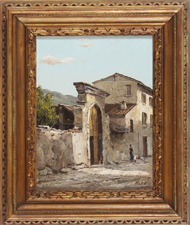 LEIDI PIETRO (1892 - 1930) Cascina. Olio su tela . Cm 24,00 x 30,00. Firma in...