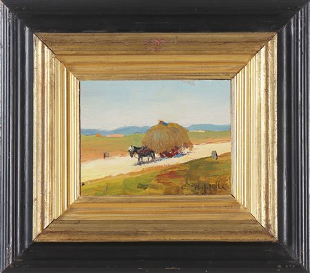 FILIPPELLI CAFIERO (1889 - 1973) Campagna toscana. Olio su tavola. Cm 13,00 x...