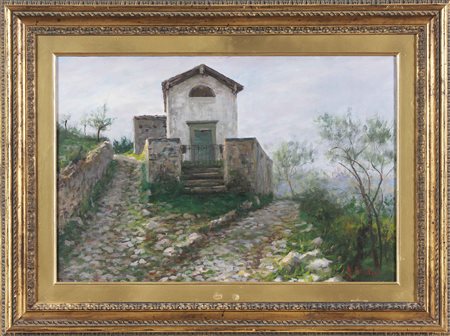 SOLDINI ARNALDO (1862 - 1936) Santella a Montisola. Olio su tela . Cm 52,00 x...