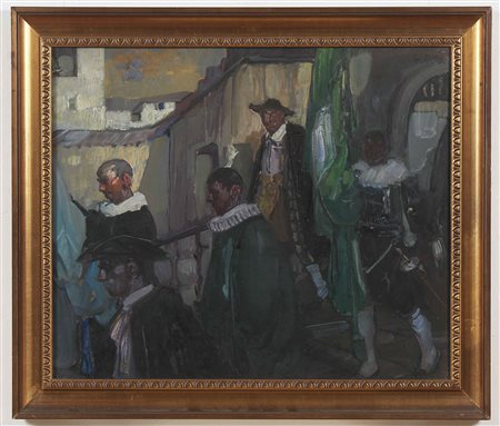 BIASI DA TEULADA GIUSEPPE (1885 - 1945) Personaggi in abiti carnevaleschi....