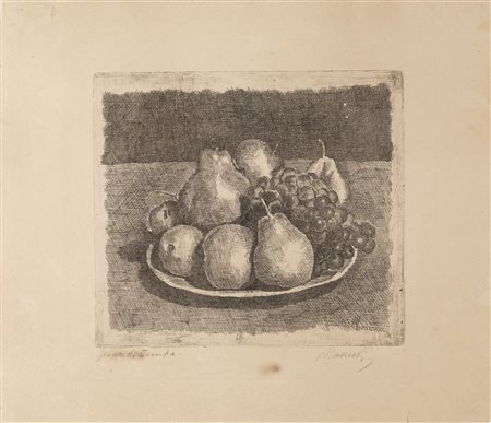 Giorgio Morandi (Bologna 1890 &ndash; 1964) NATURA MORTA CON PERE E UVA. 1927...