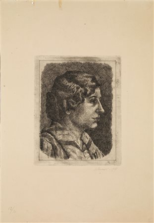 Giorgio Morandi (Bologna 1890 &ndash; 1964) TESTA FEMMINILE DI PROFILO VERSO...