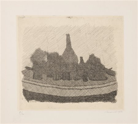 Giorgio Morandi (Bologna 1890 &ndash; 1964) VARI OGGETTI SU UN TAVOLO. 1931...