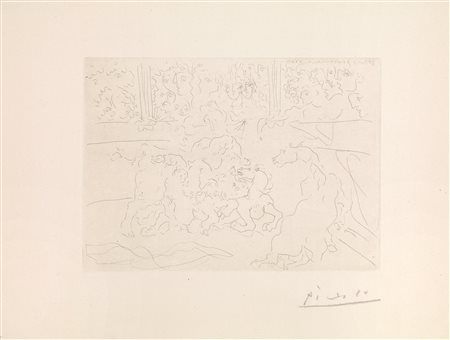 Pablo Picasso (Malaga 1881 &ndash; Mougins 1973) TAUREAU ET CHEVAUX DANS...