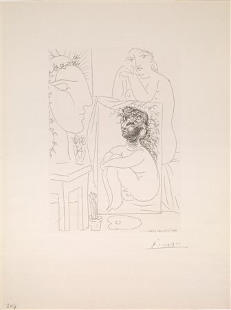 Pablo Picasso (Malaga 1881 Mougins 1973) MOD ACCOUD&Eacute; SUR UN TABLEAU....