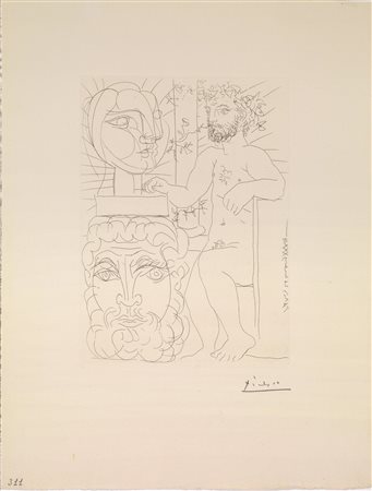 Pablo Picasso (Malaga 1881 Mougins 1973) SCULPTEUR ET DEUX T SCULPT&Eacute;...