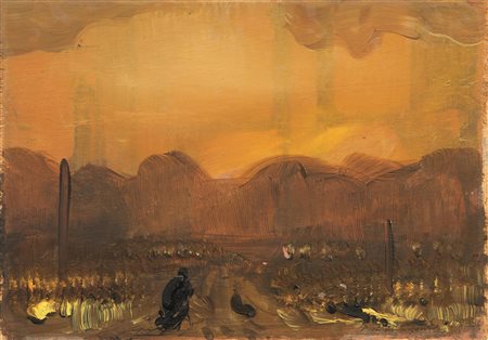 Pietro Annigoni (Milano 1910 - Firenze 1988) VEDUTA olio su cartone pressato...