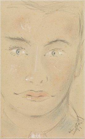 Filippo de Pisis (Ferrara 1896 - Milano 1956) TESTA DI RAGAZZO m atita su...