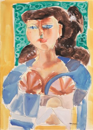 Bruno Cassinari (Piacenza 1912 - Milano 1992) RITRATTO FEMMINILE tempera e...