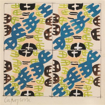 Giuseppe Capogrossi (Roma 1900 - 1972) SUPERFICIE tempera e gouache su carta,...