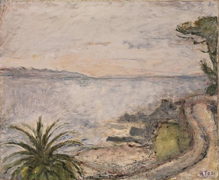 Arturo Tosi (Busto Arsizio 1871 - Milano 1956) VEDUTA DI ZOAGLI o lio su...