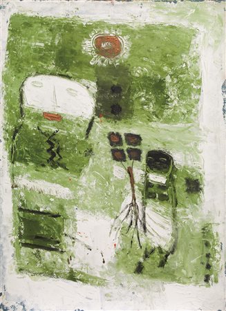 Fateh Moudarres (Siria 1922 - 1999) LA NINFA olio su cartone , cm 70x50 sul...