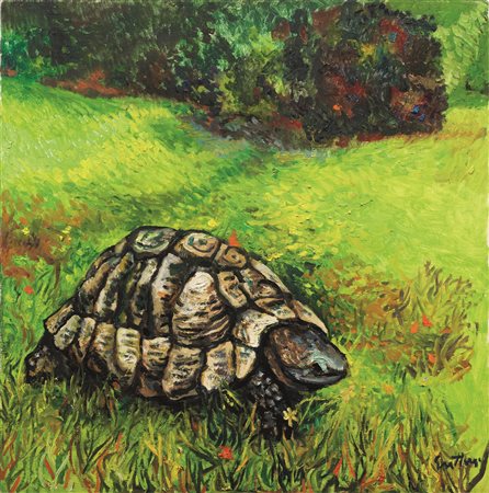 Renato Guttuso (Bagheria 1912 - Roma 1987) TARTARUGA olio su tela, cm 70x70...