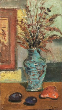 Filippo de Pisis (Ferrara 1896 - Milano 1956) VASO DI FIORI olio su cartone,...