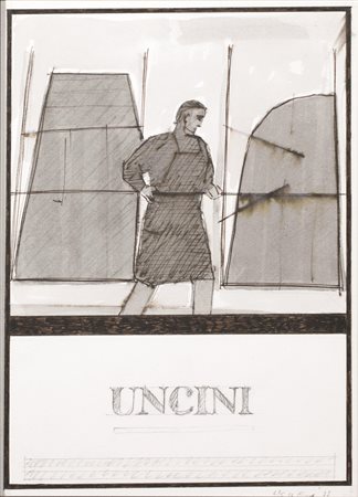 Giuseppe Uncini (Fabriano 1929 - Trevi 2008) COMPOSIZIONE gouache, matita,...