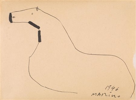 Marino Marini (Pistoia 1901 - Viareggio 1980) CAVALLO c hina su carta, cm...