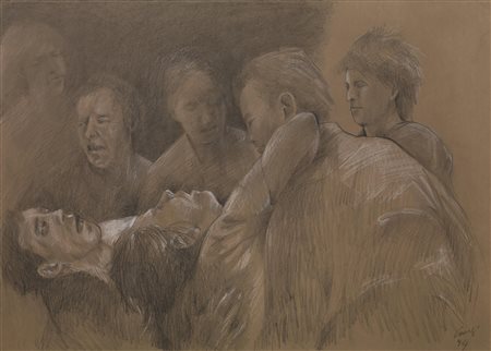 Giuliano Vangi (Barberino Di Mugello 1931) STUDIO pastello, matita e biacca...