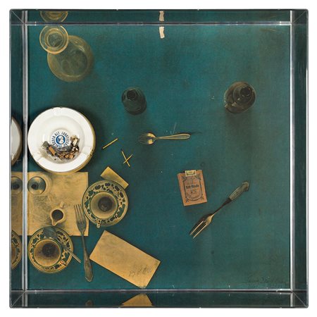 Daniel Spoerri Galati 1930 Tableaux Piege, 1972 Assemblaggio su tavola, 70x70...