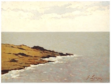 GIOVANNI LOMI Ardenza 1889 – Ardenza 1969 Scogliera a Calafuria Olio su...