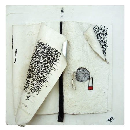 SILVIA TAGLIAFERRI Senza titolo Pittura e assemblaggio di materiali vari su...