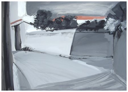 GIORGIO SANSONI Senza titolo Pittura su cartoncino 50 x 70. Firma in b. a s.