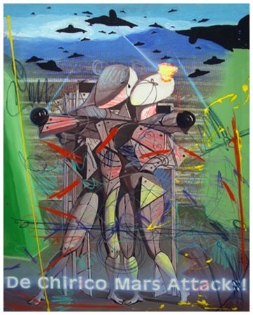 ENRICO MANERA Asmara (Eritrea) 1948 De Chirico Mars Attacks ! 2000 Olio e...