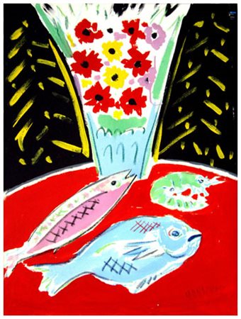 SANTE MONACHESI Macerata 1910 – Roma 1991 Fiori con pescato … di Formia anni...