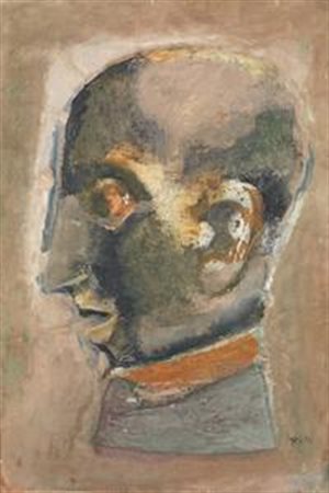 Mario Sironi Sassari 1885 - Milano 1961 Volto, anni Quaranta Tempera su carta...