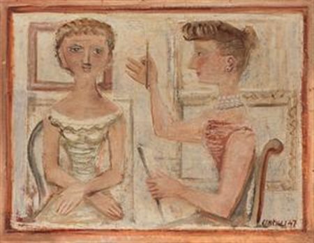 Massimo Campigli Berlino 1895 - St.Tropez 1971 La pittrice, 1947 Olio su...