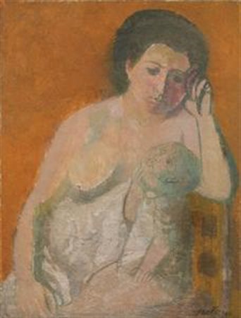Bruno Saetti Bologna 1902 - 1984 Madre, 1946 Tempera su tela, cm. 75x57 Firma...