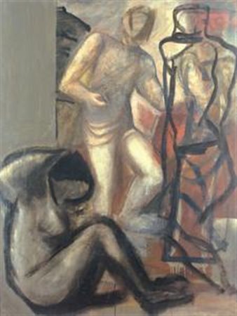 Mario Sironi Sassari 1885 - Milano 1961 Scultore e modella, (1929) Olio su...