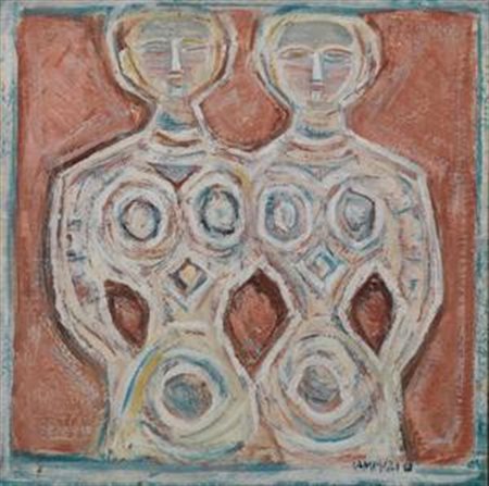 Massimo Campigli Berlino 1895 - St.Tropez 1971 Le due sorelle, 1961 Olio su...