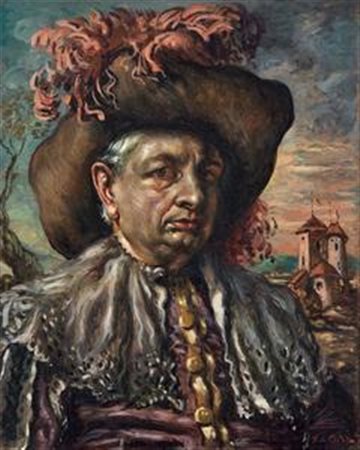 Giorgio de Chirico Volos 1888 - Roma 1978 Autoritratto Olio su tela, cm....