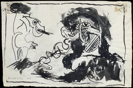 ALECHINSKY PIERRE Bruxelles 10/11/1927Senza titolo, 1963china su carta cm....